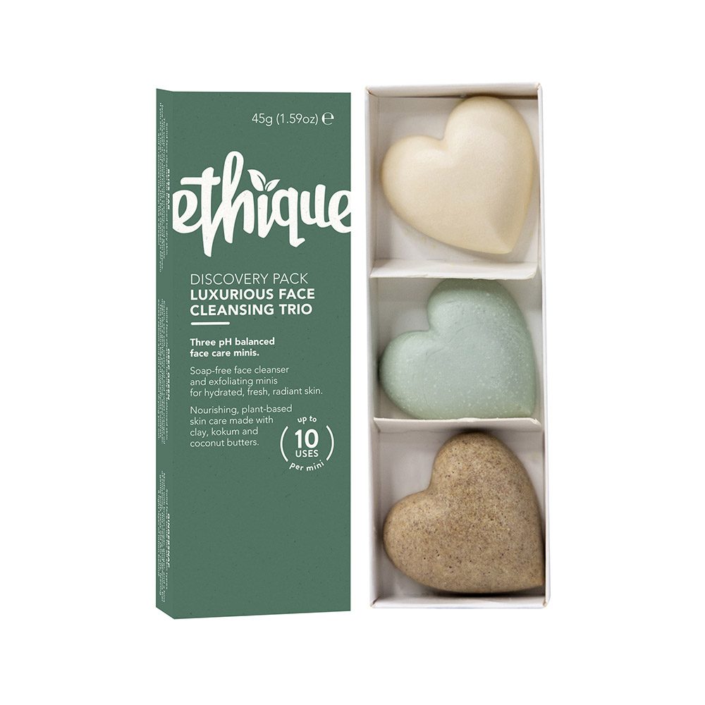 Ethique discovery pack cleansing trio deep green bliss bar gingersnap